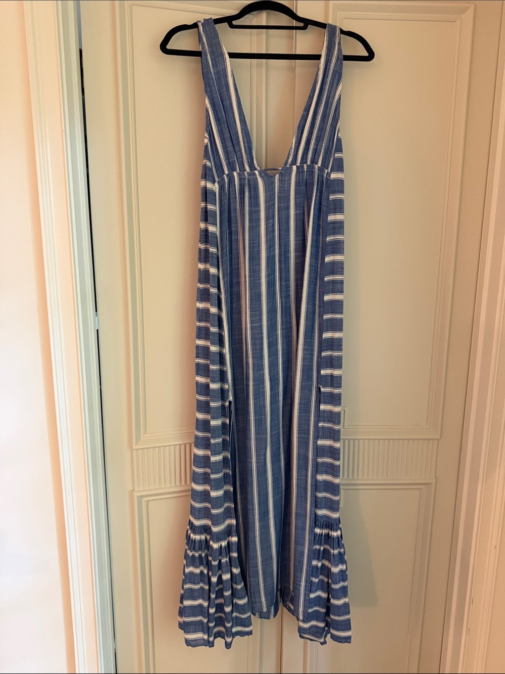 L Space Blue and White Striped Maxi Cover Up